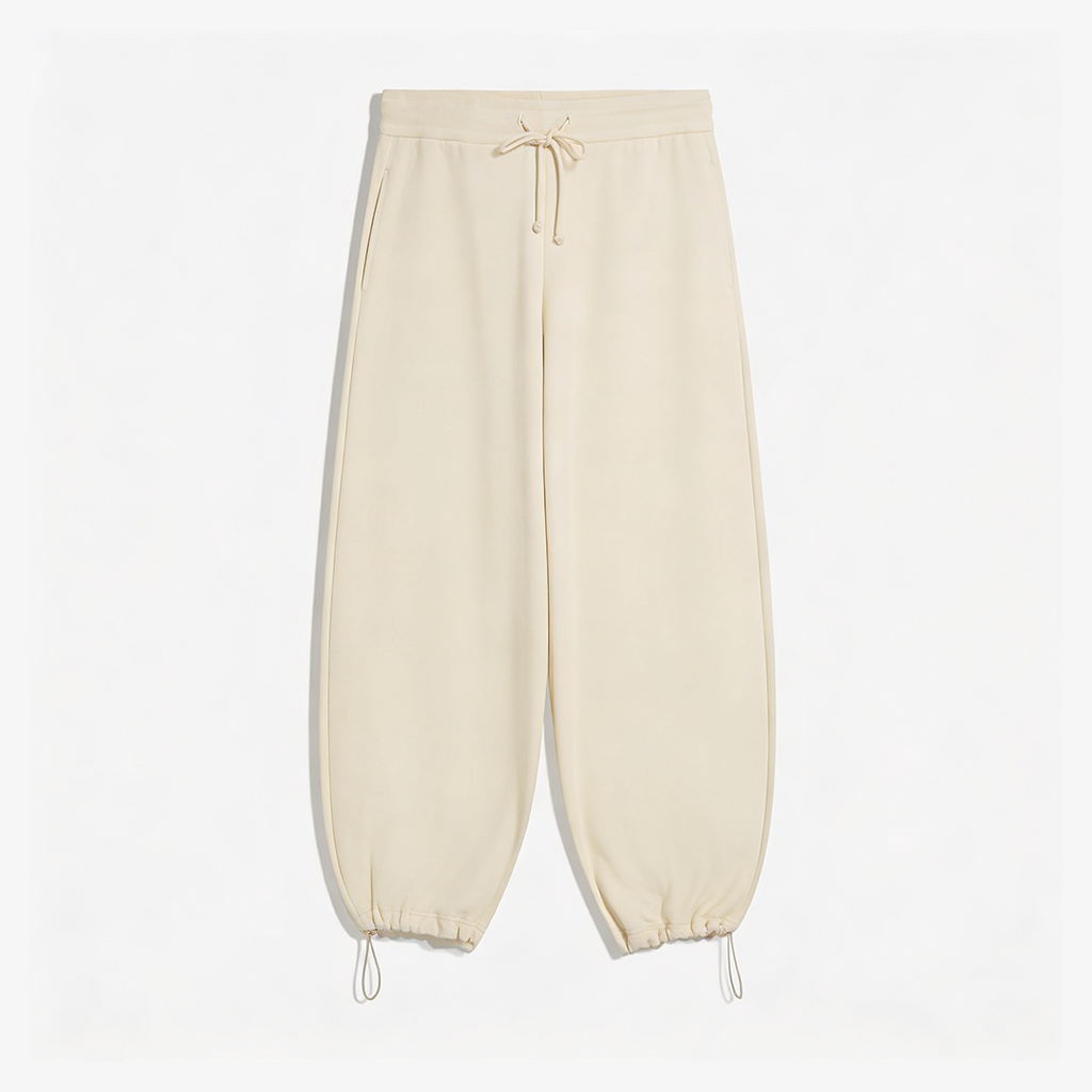 Vybe - Women Wide-leg Trouser With Adjustable Hem - Oat Milk