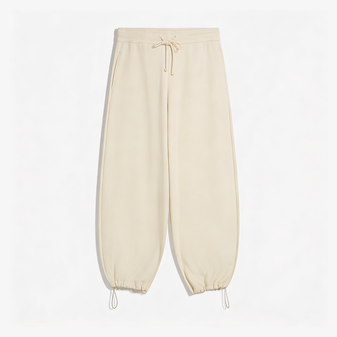Vybe - Women Wide-leg Trouser With Adjustable Hem - Oat Milk