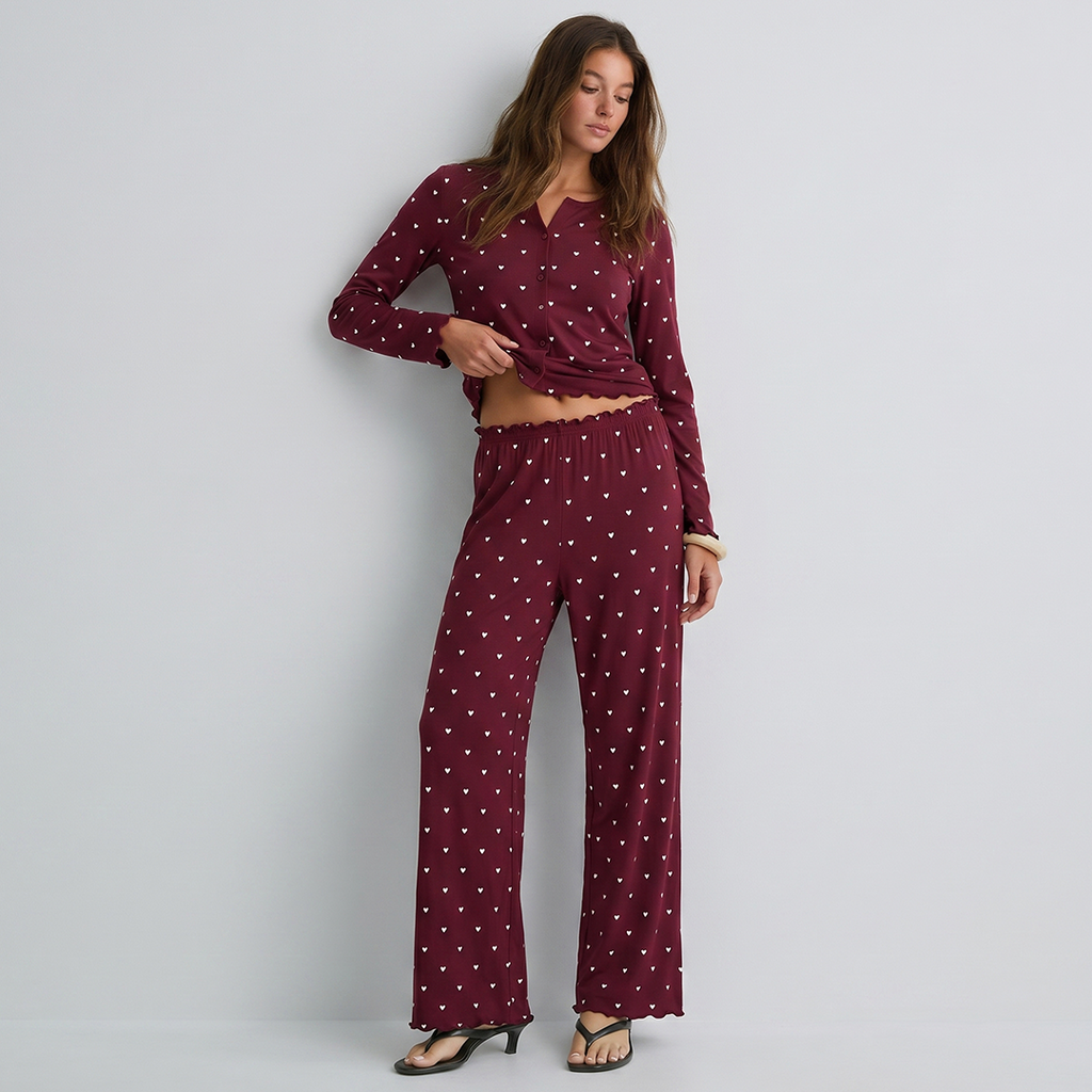 Vybe - Ivory Dream Set (Heart Printed) - Maroon