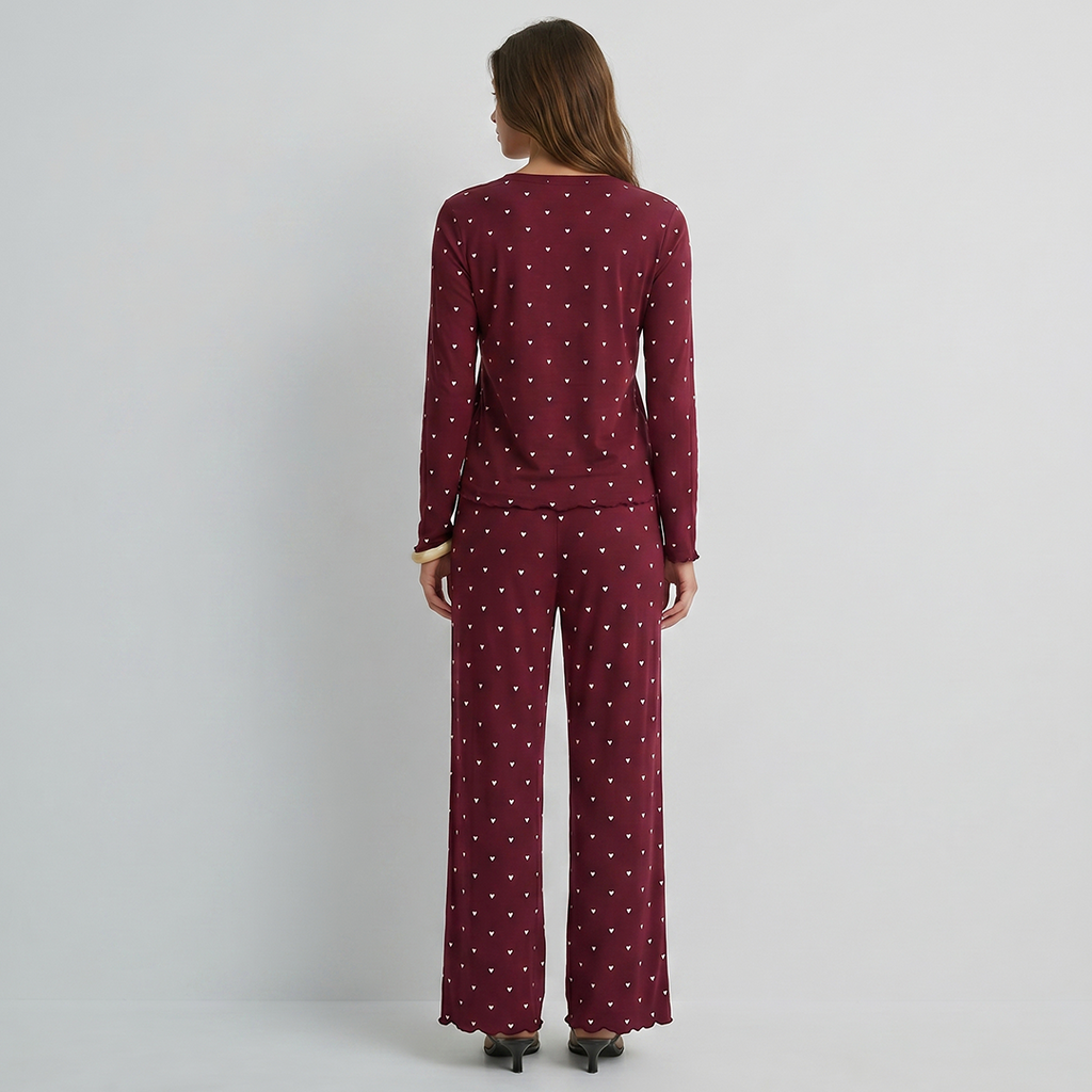 Vybe - Ivory Dream Set (Heart Printed) - Maroon