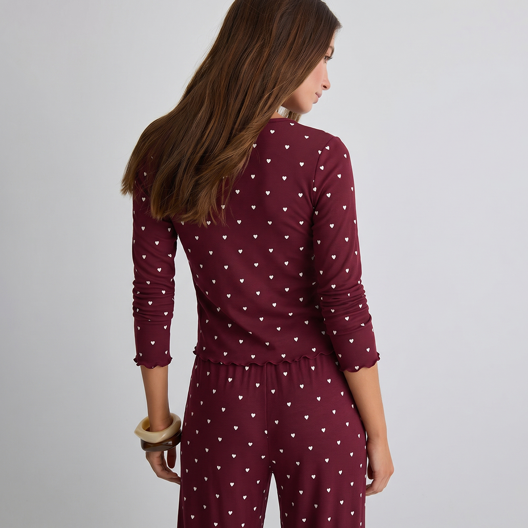 Vybe - Ivory Dream Set (Heart Printed) - Maroon