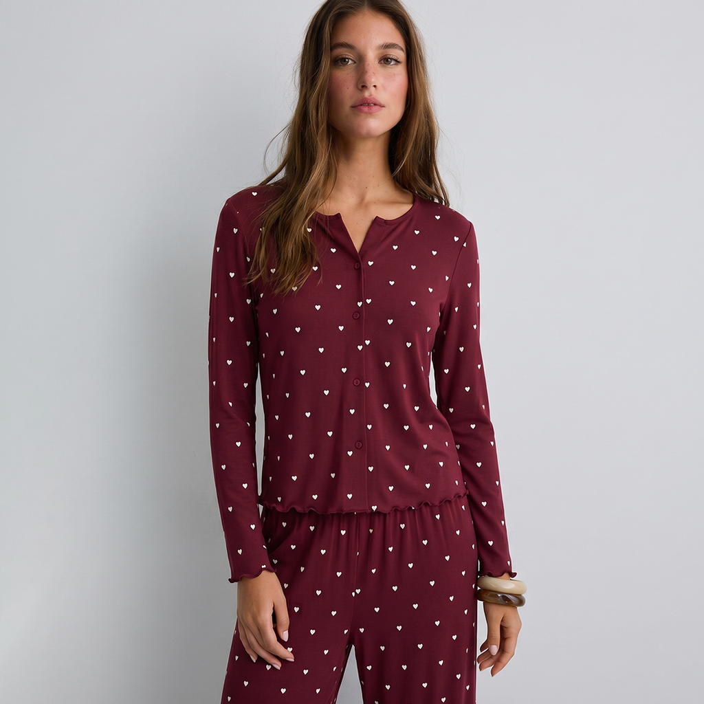 Vybe - Ivory Dream Set (Heart Printed) - Maroon