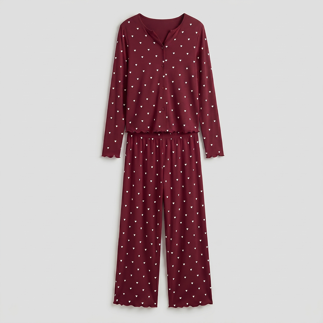 Vybe - Ivory Dream Set (Heart Printed) - Maroon
