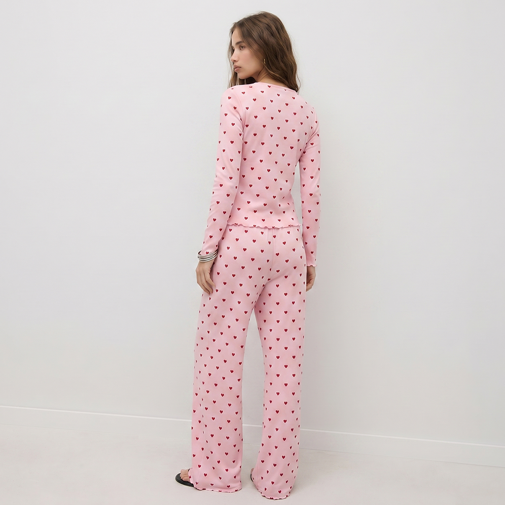 Vybe - Ivory Dream Set (Heart Printed) - Nude Pink