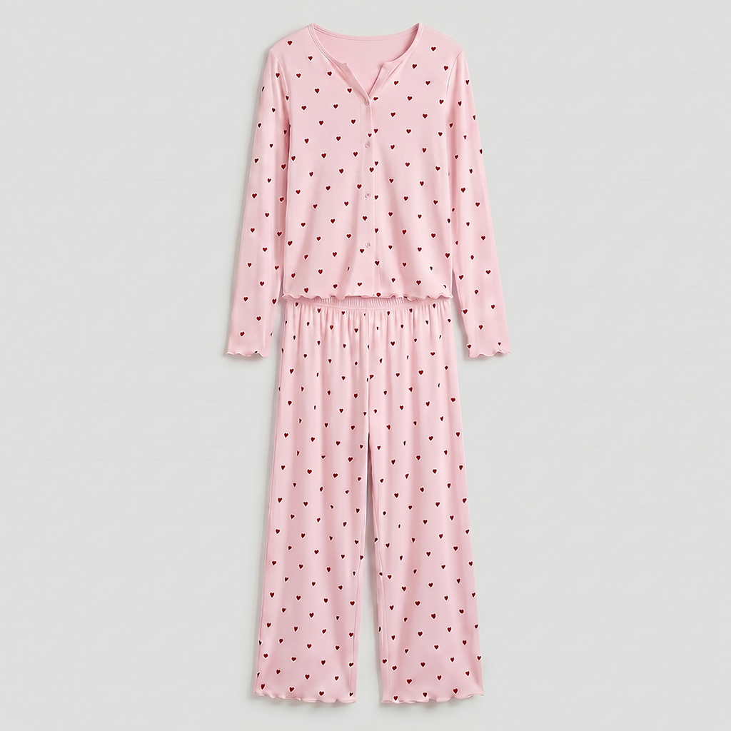 Vybe - Ivory Dream Set (Heart Printed) - Nude Pink