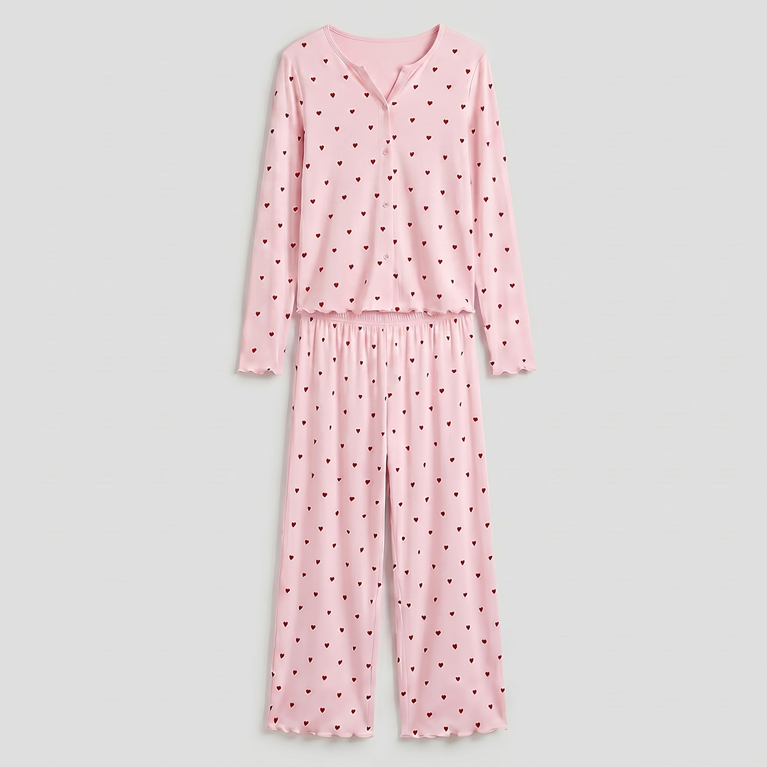 Vybe - Ivory Dream Set (Heart Printed) - Nude Pink