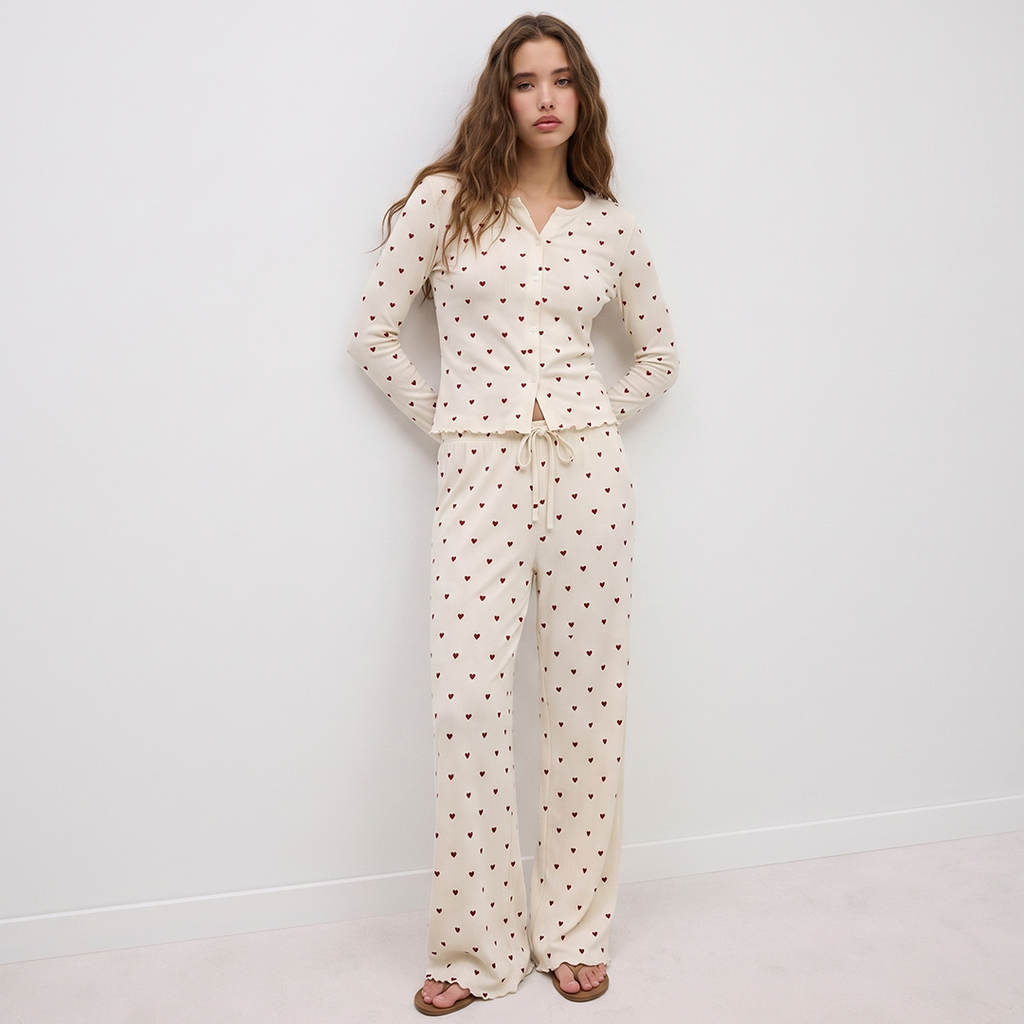 Vybe - Ivory Dream Set (Heart Printed) - Oat Milk