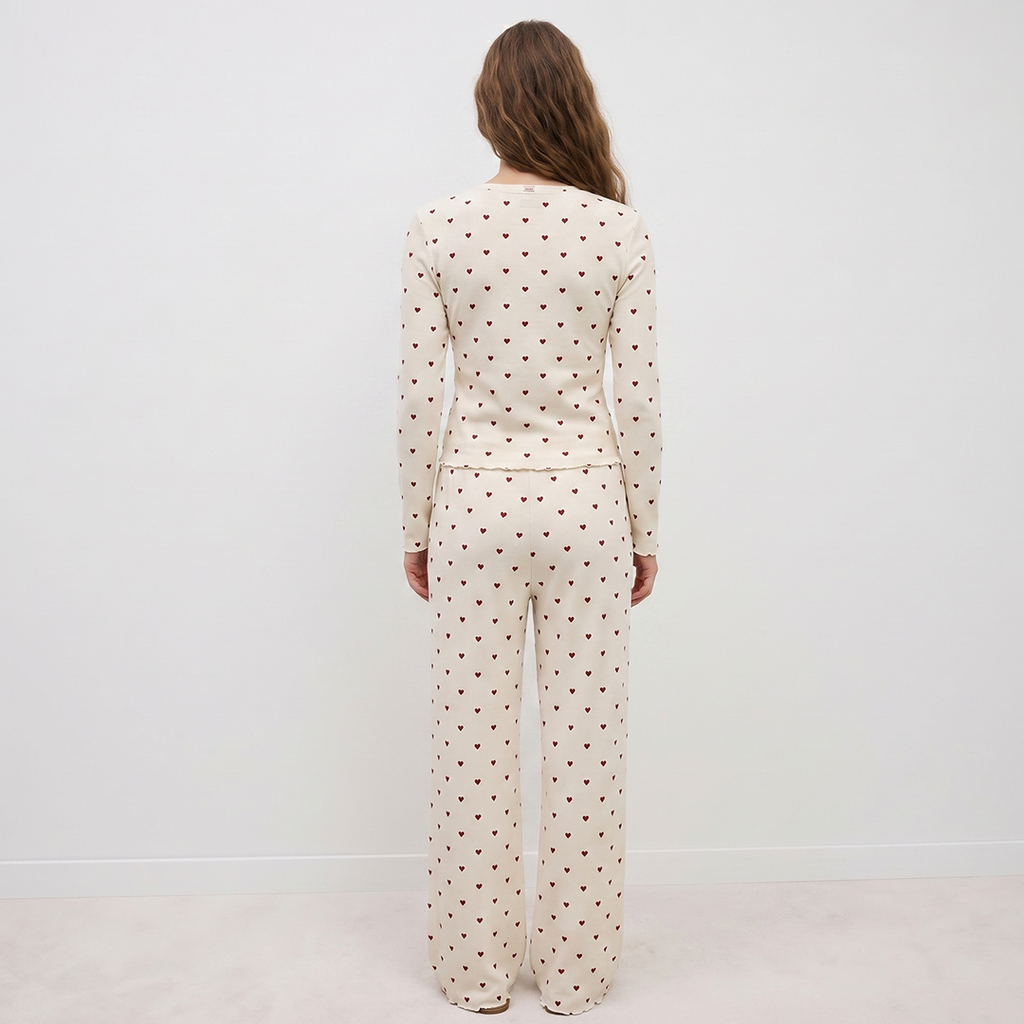 Vybe - Ivory Dream Set (Heart Printed) - Oat Milk