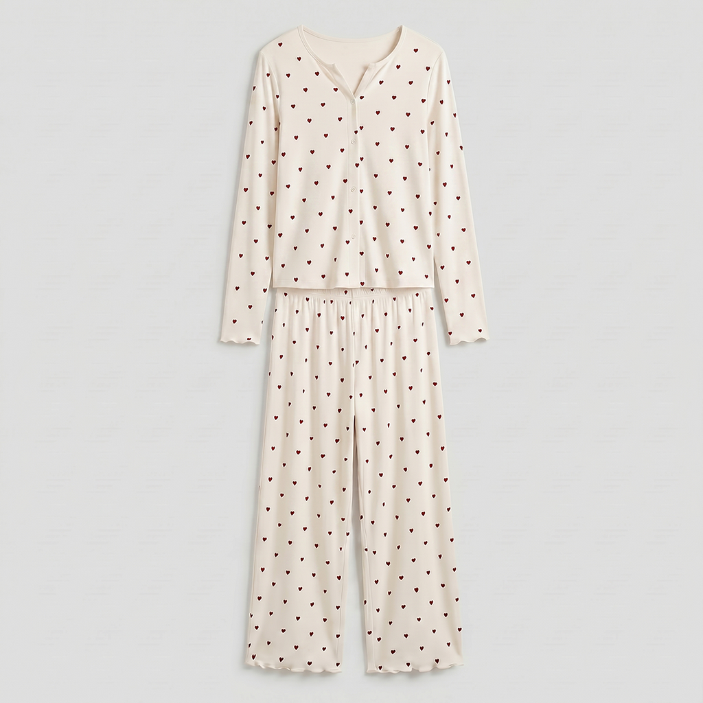 Vybe - Ivory Dream Set (Heart Printed) - Oat Milk