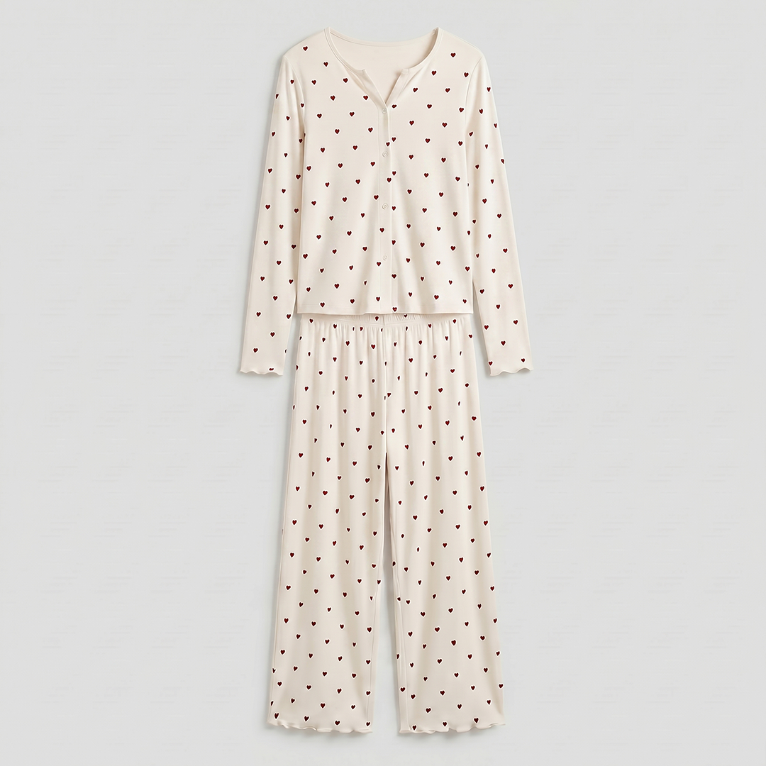 Vybe - Ivory Dream Set (Heart Printed) - Oat Milk