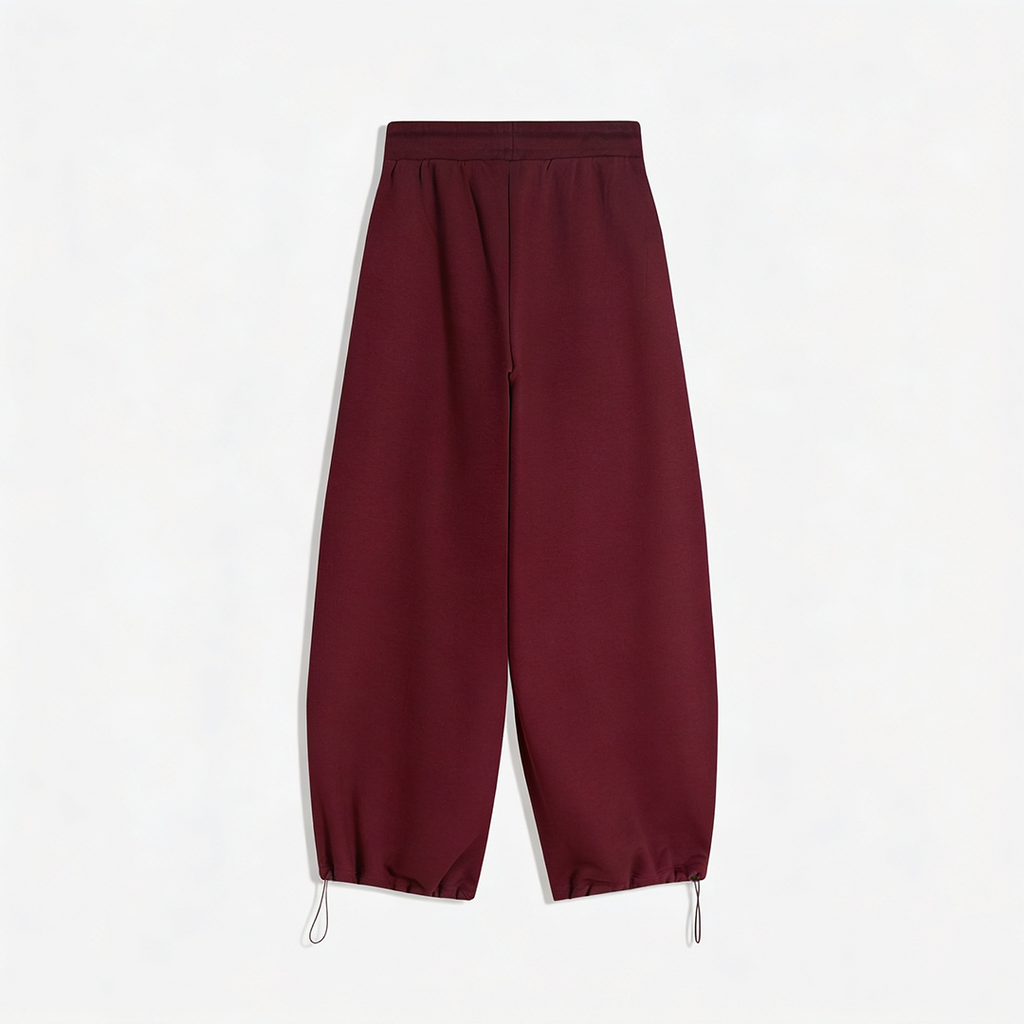 Vybe - Men Wide-leg Trouser With Adjustable Hem - Maroon