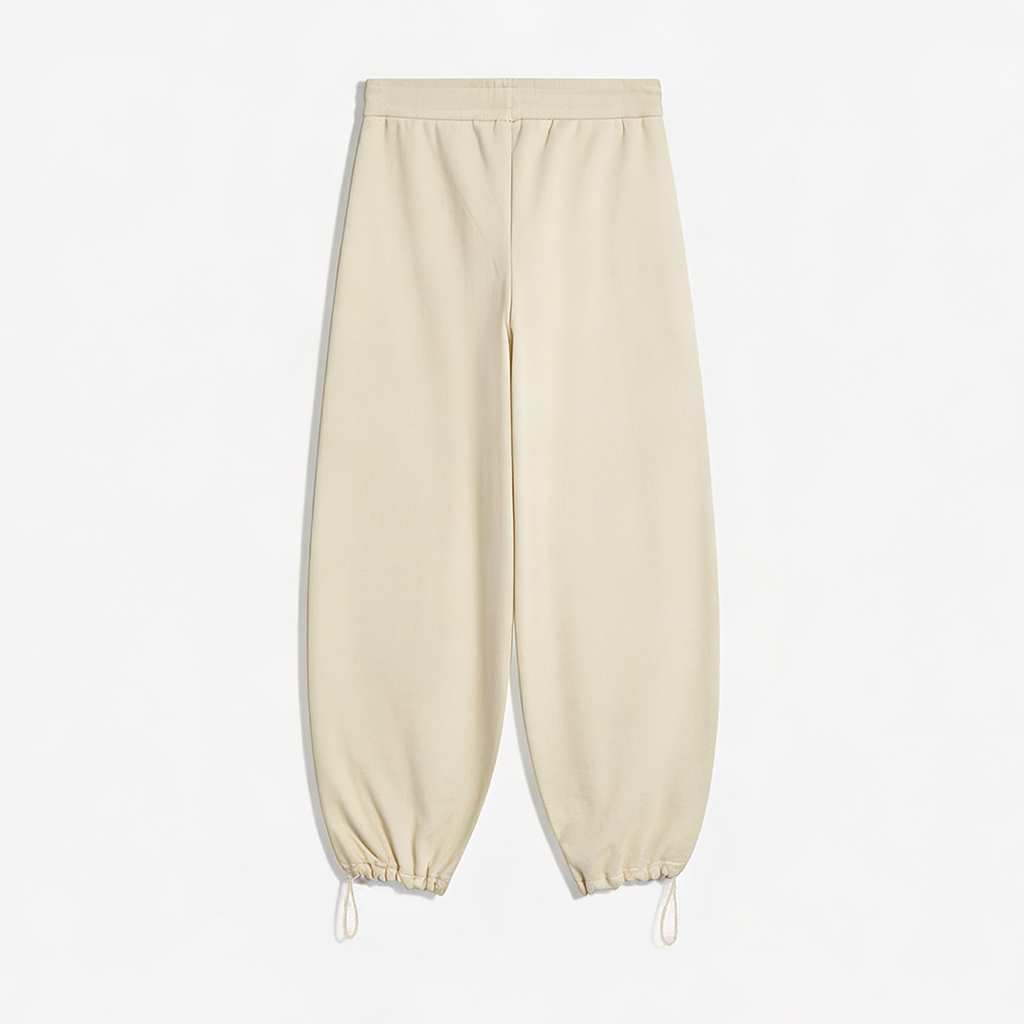 Vybe - Men Wide-leg Trouser With Adjustable Hem - Oat Milk