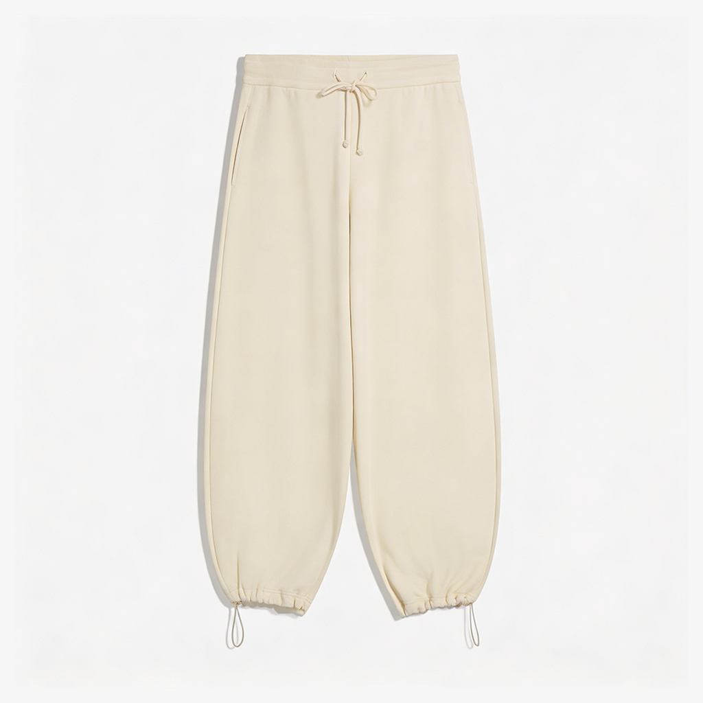 Vybe - Men Wide-leg Trouser With Adjustable Hem - Oat Milk