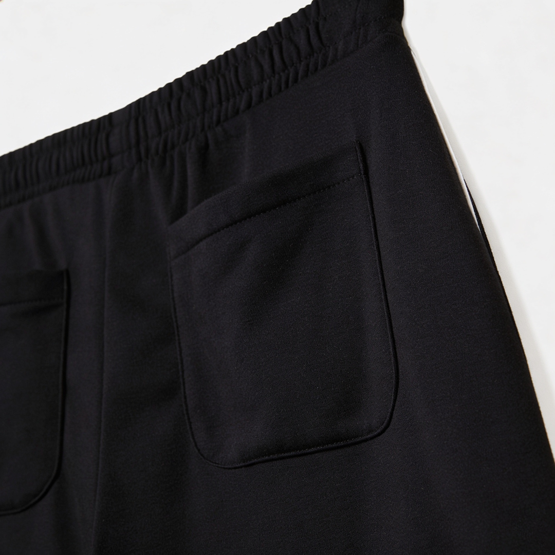 Vybe - Men Wide-leg Plush Trouser With Trim Detail - Black