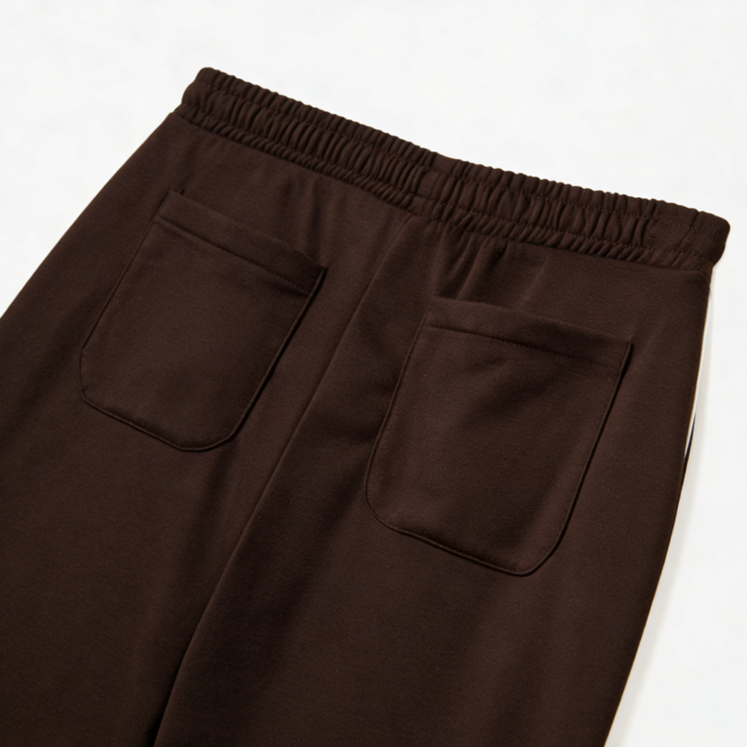 Vybe - Men Wide-leg Plush Trouser With Trim Detail - Mocha