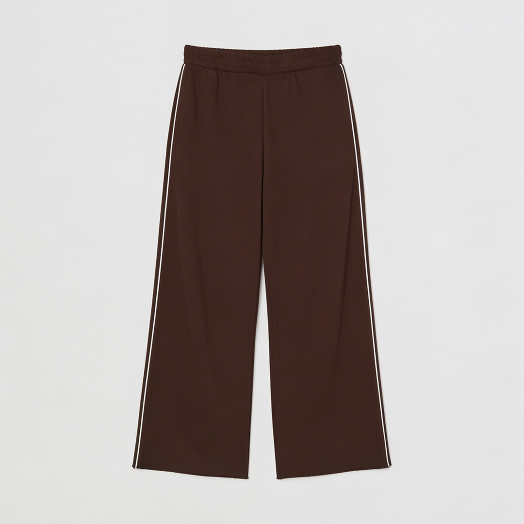 Vybe - Men Wide-leg Plush Trouser With Trim Detail - Mocha