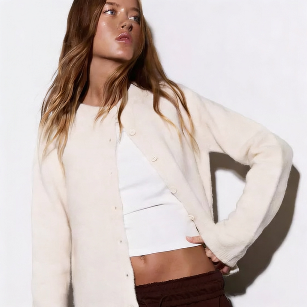 Vybe - Women Wide-leg Plush Trouser With Trim Detail - Mocha