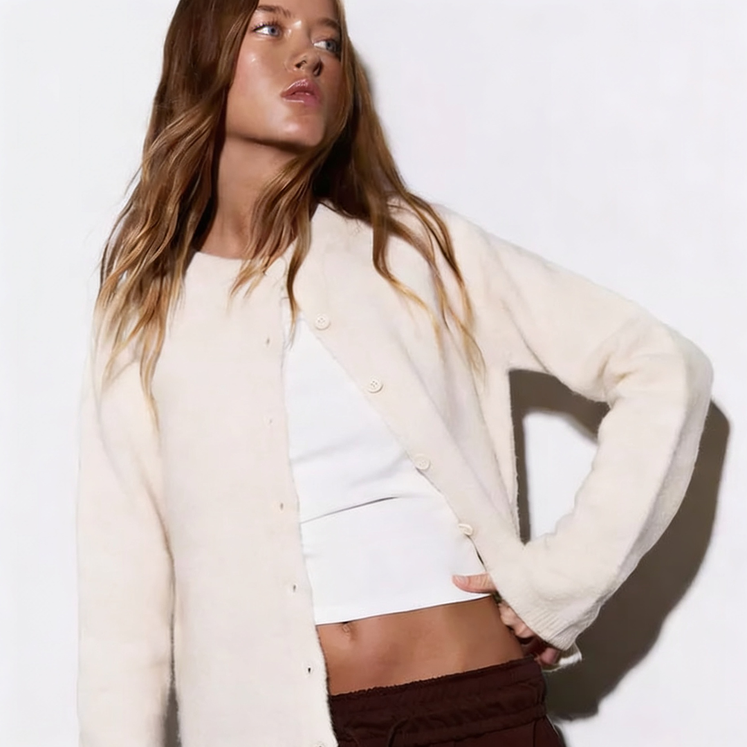 Vybe - Women Wide-leg Plush Trouser With Trim Detail - Mocha