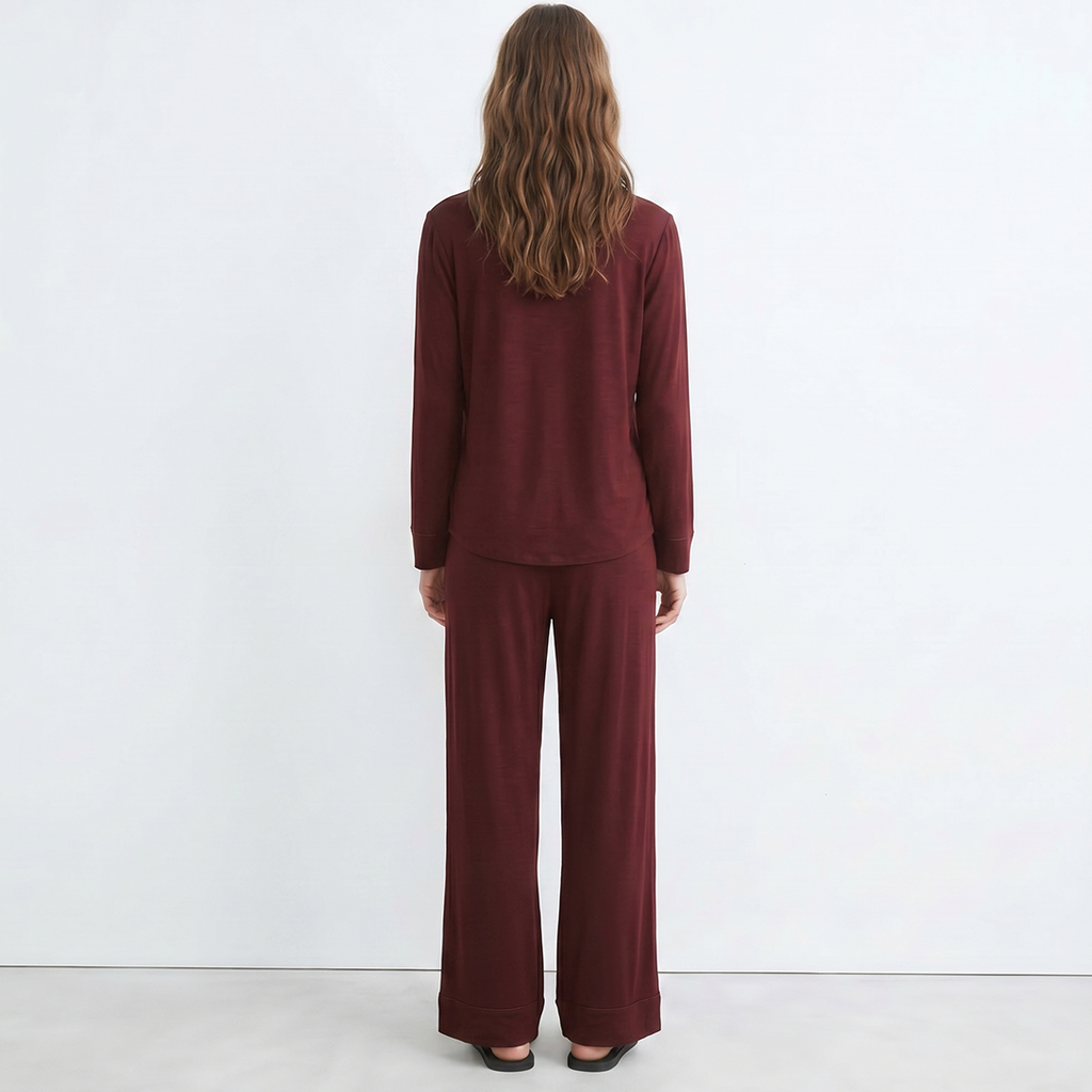 Cloud Pajama Set - Maroon