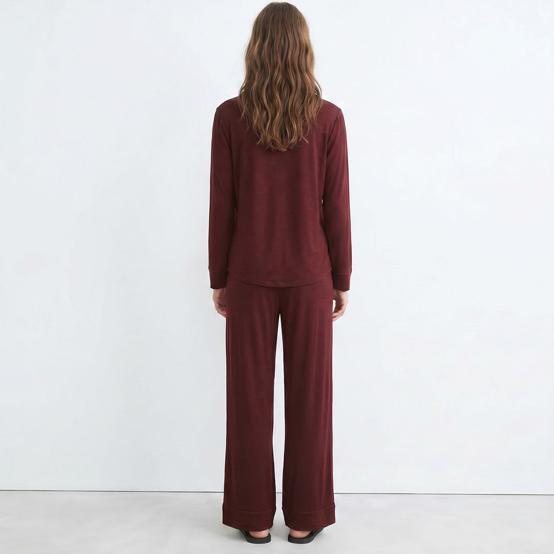 Cloud Pajama Set - Maroon