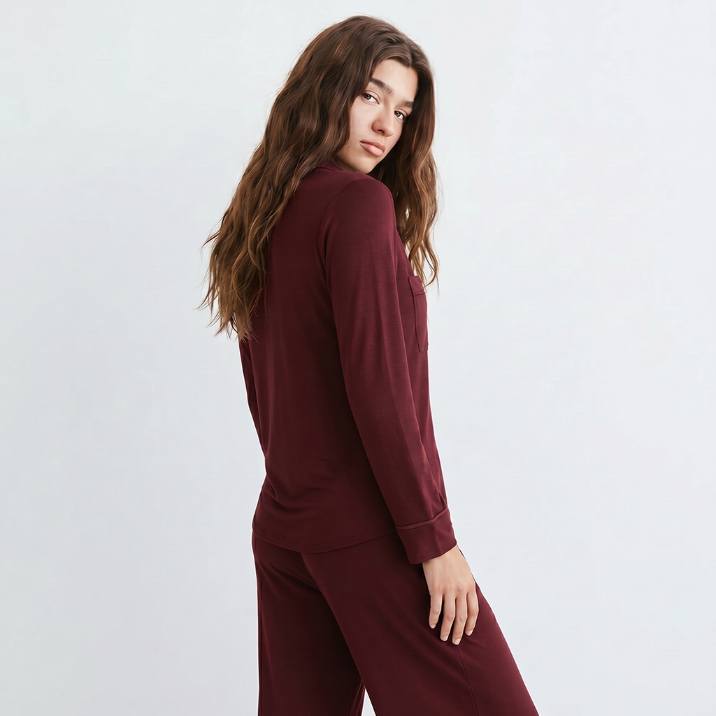 Cloud Pajama Set - Maroon