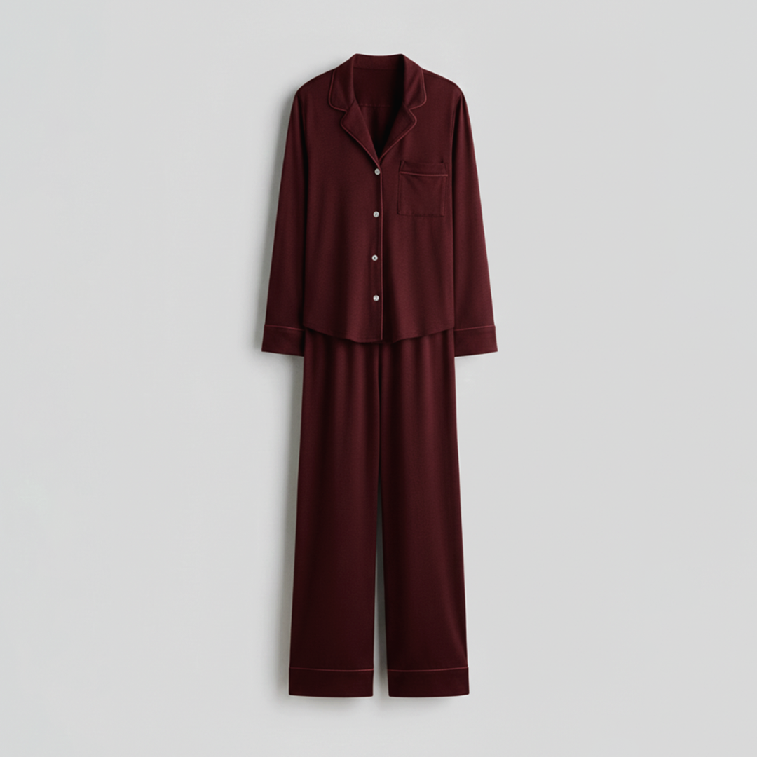 Cloud Pajama Set - Maroon