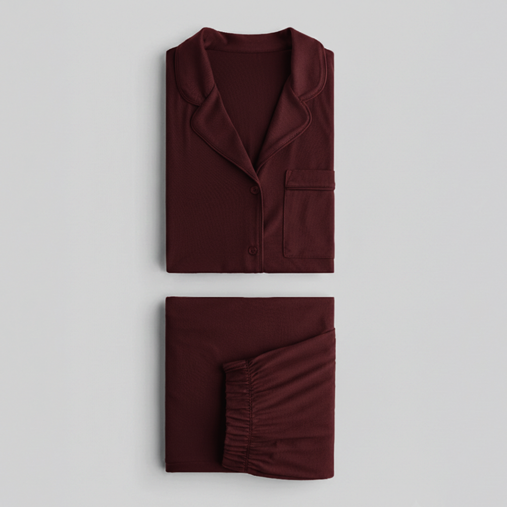Cloud Pajama Set - Maroon