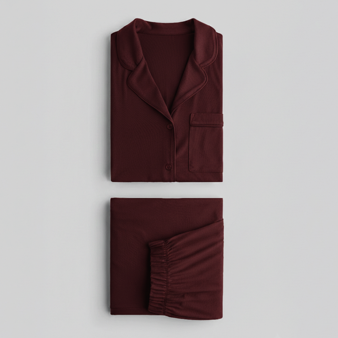 Cloud Pajama Set - Maroon