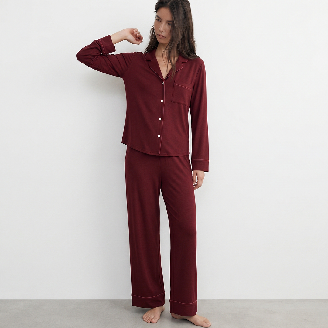 Cloud Pajama Set - Deep Red