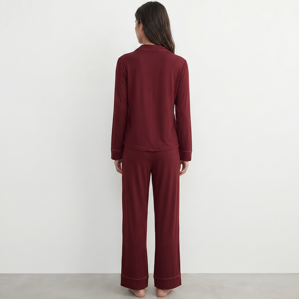 Cloud Pajama Set - Deep Red