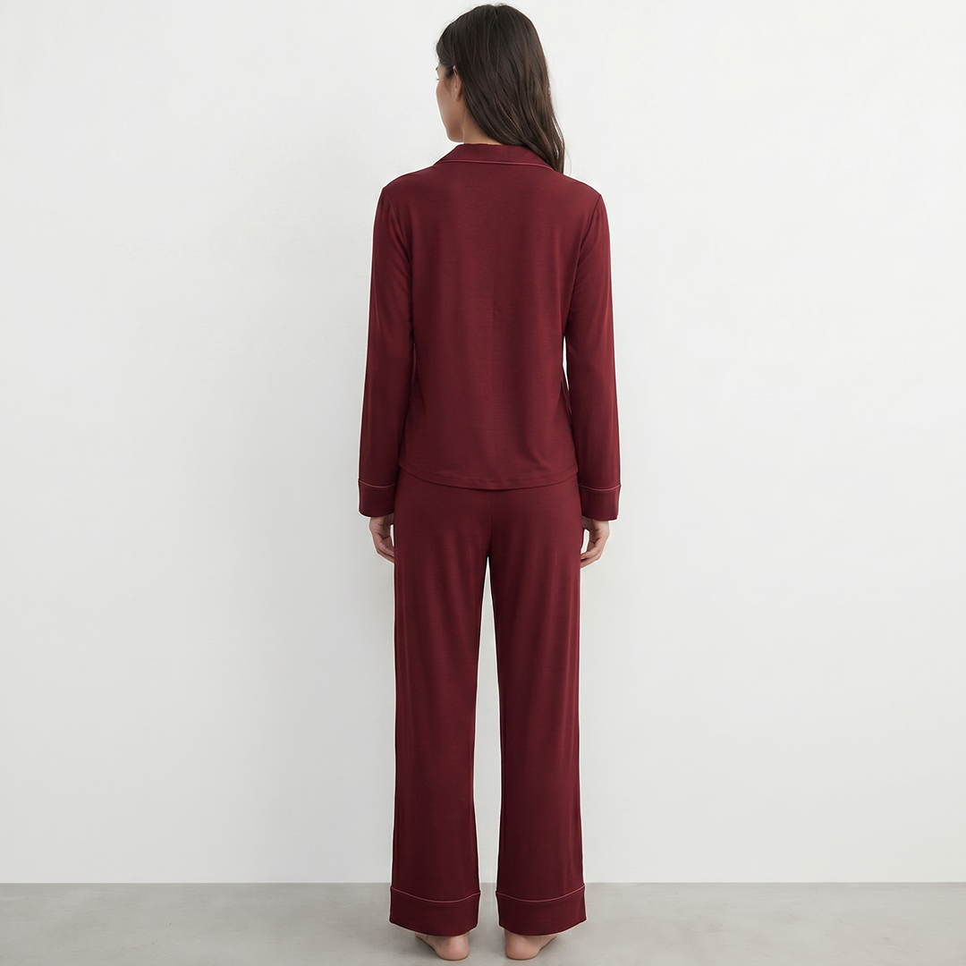 Cloud Pajama Set - Deep Red