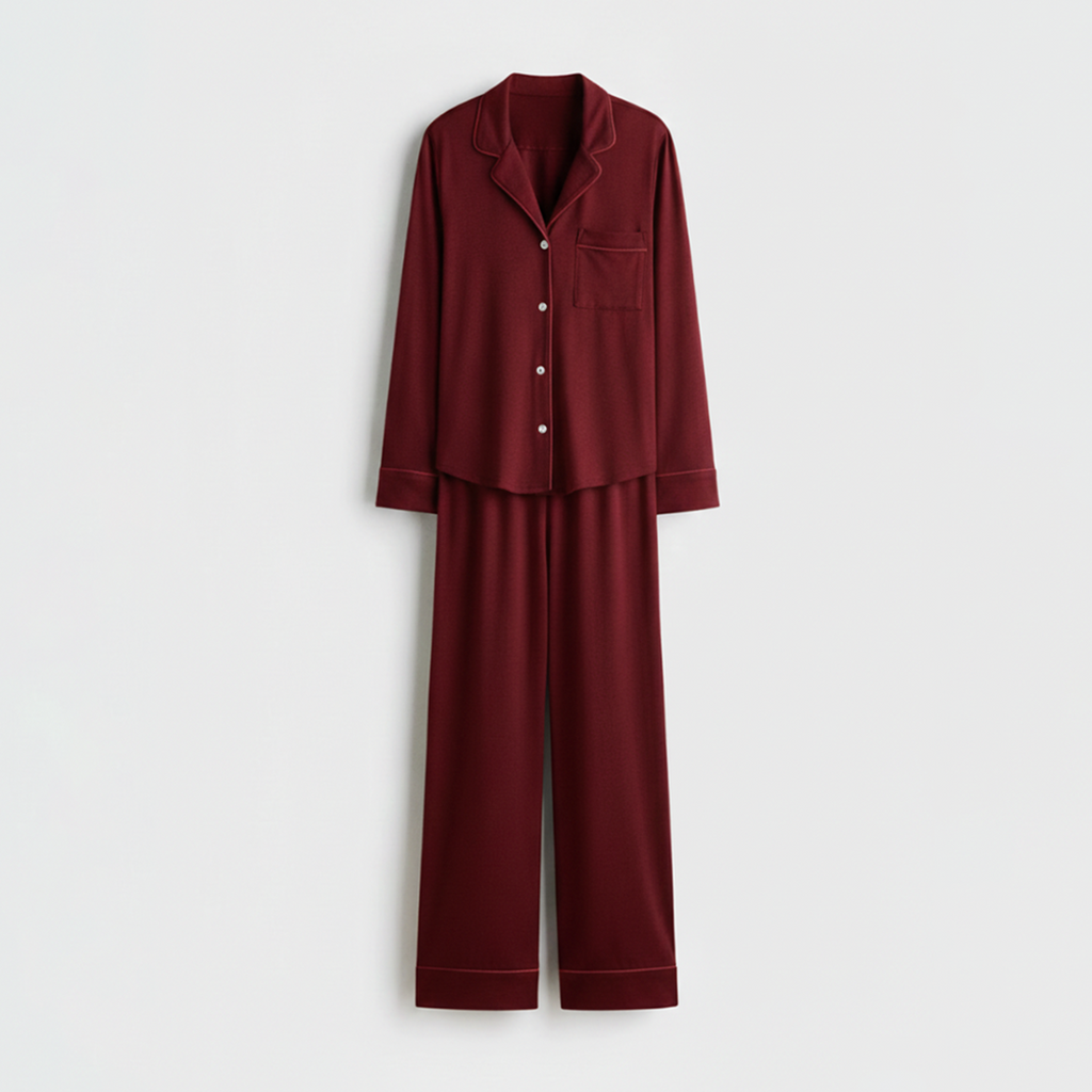 Cloud Pajama Set - Deep Red