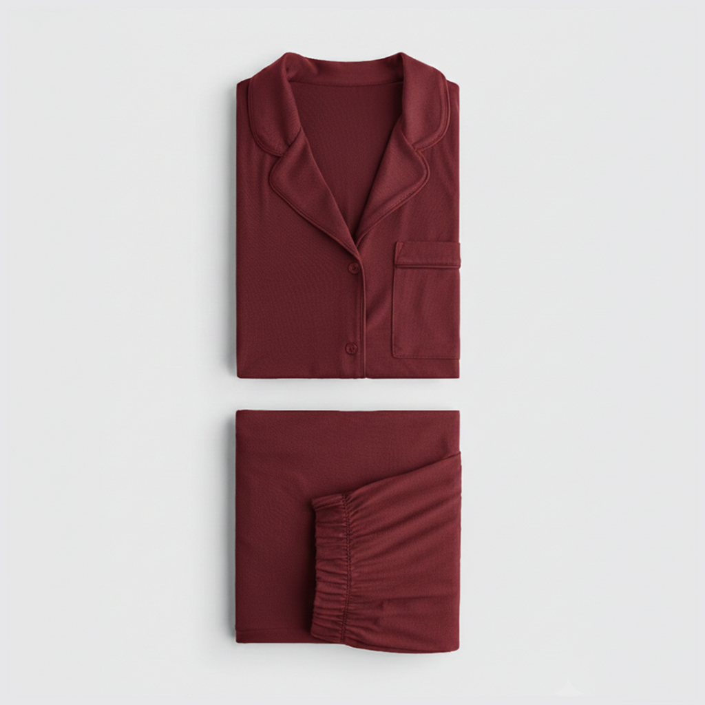 Cloud Pajama Set - Deep Red