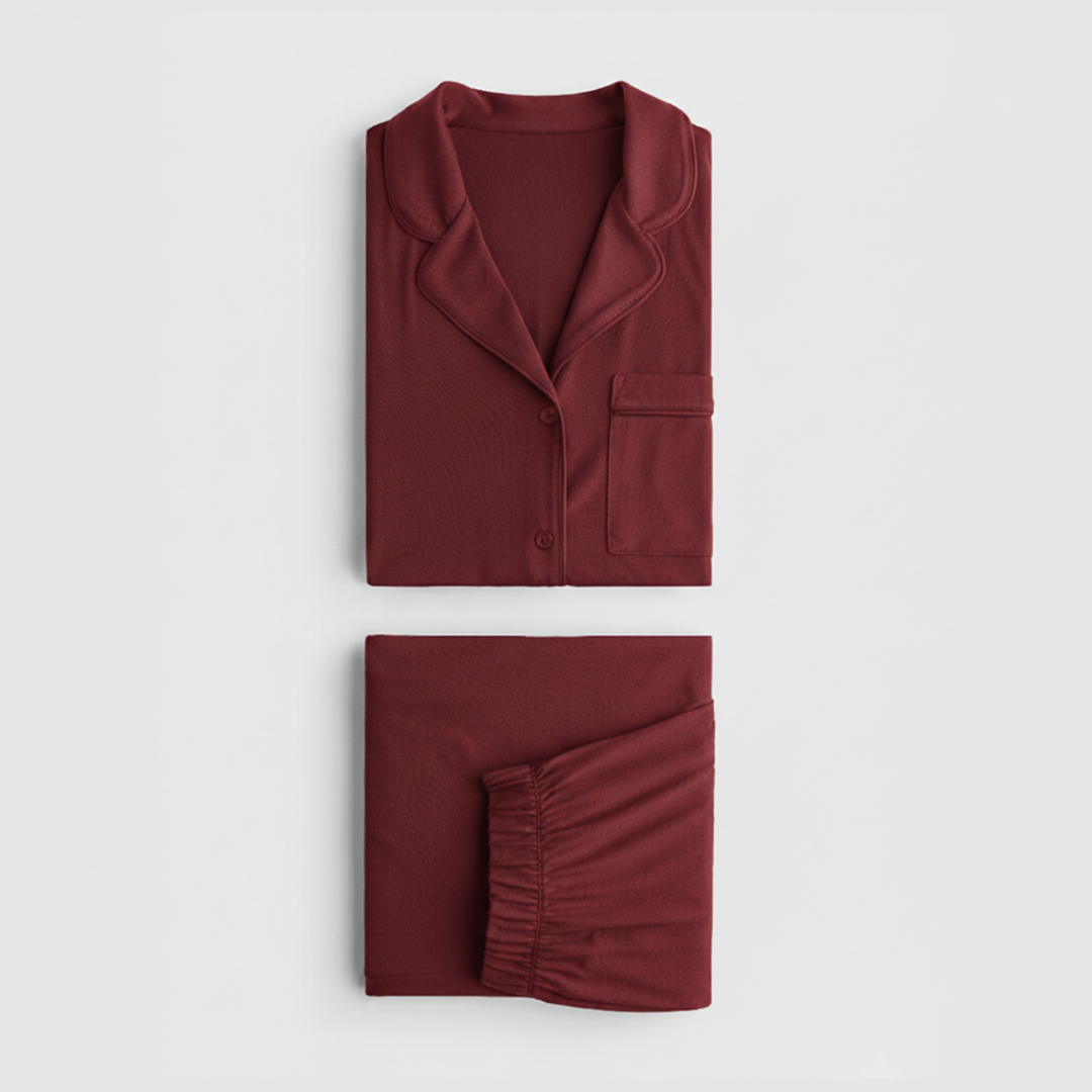 Cloud Pajama Set - Deep Red