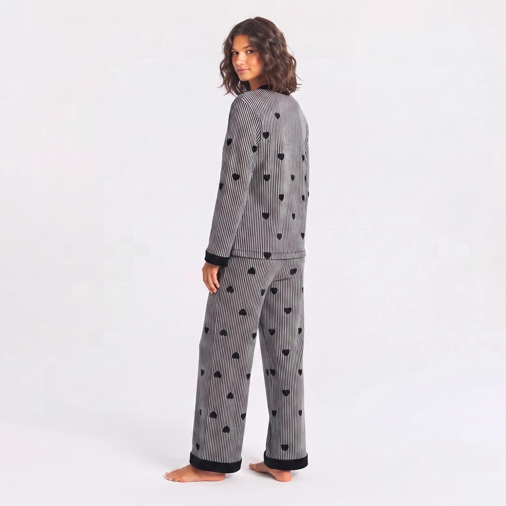 Vybe - Soft Cotton Lounge Set - Mid Night Heart
