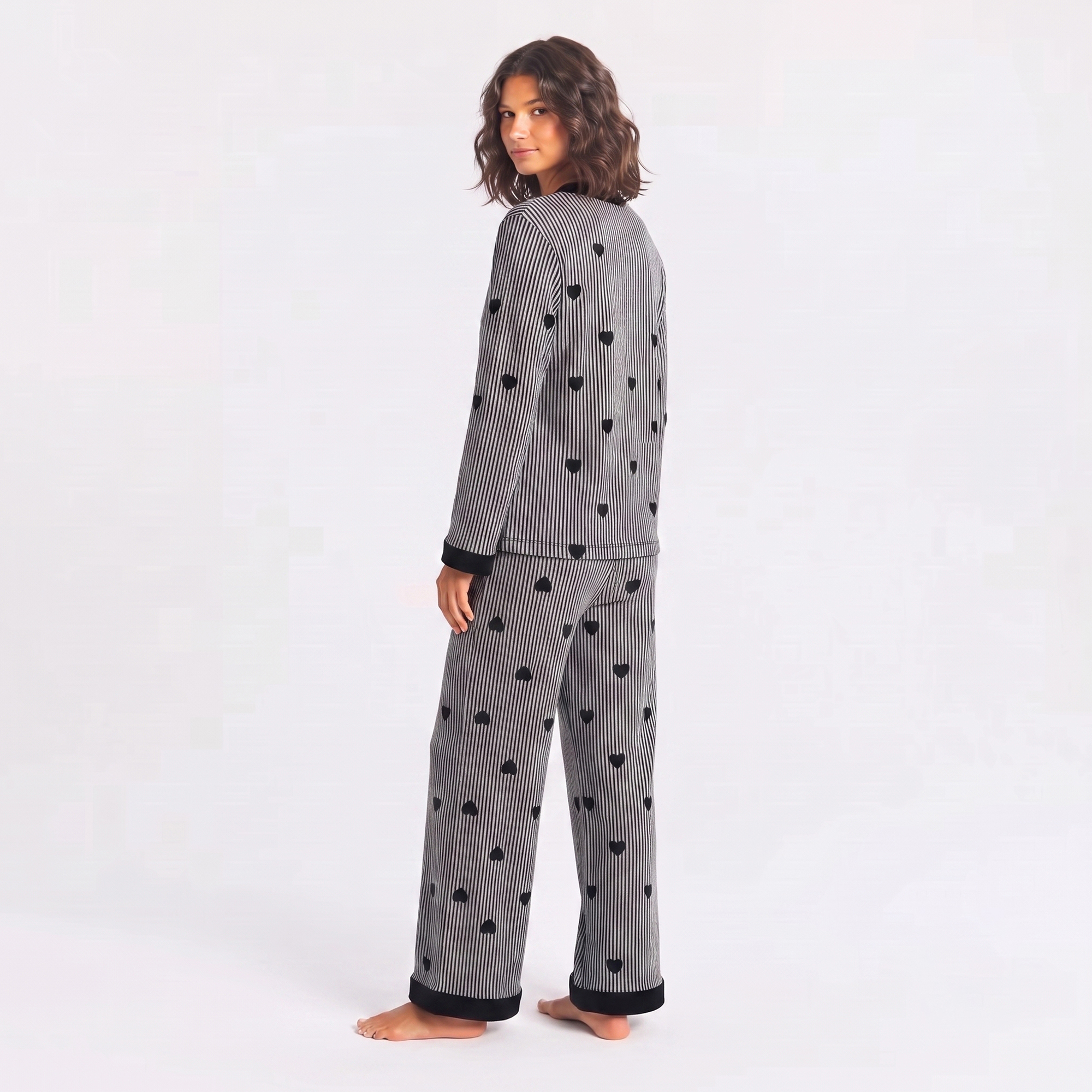 Vybe - Soft Cotton Lounge Set - Mid Night Heart