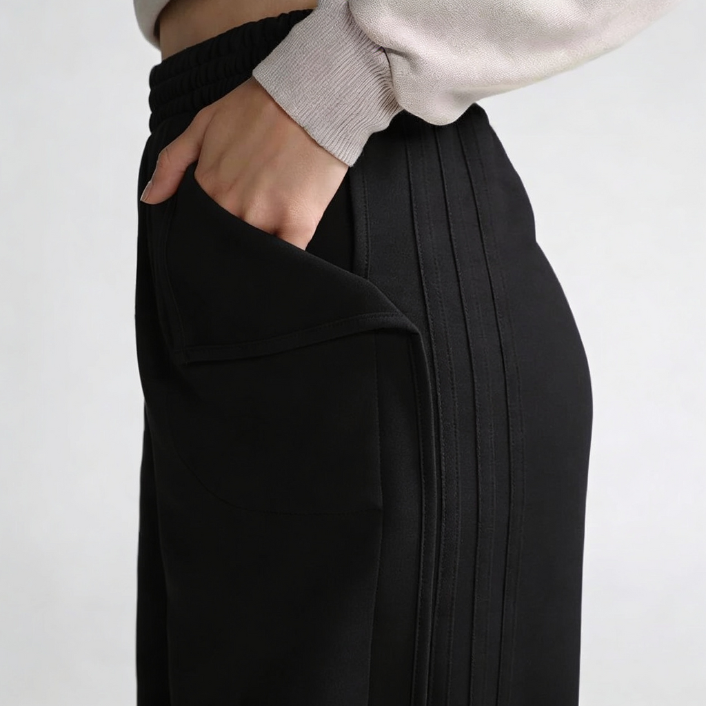 Vybe - Women Smart Pocket Wide-leg Trouser - Black