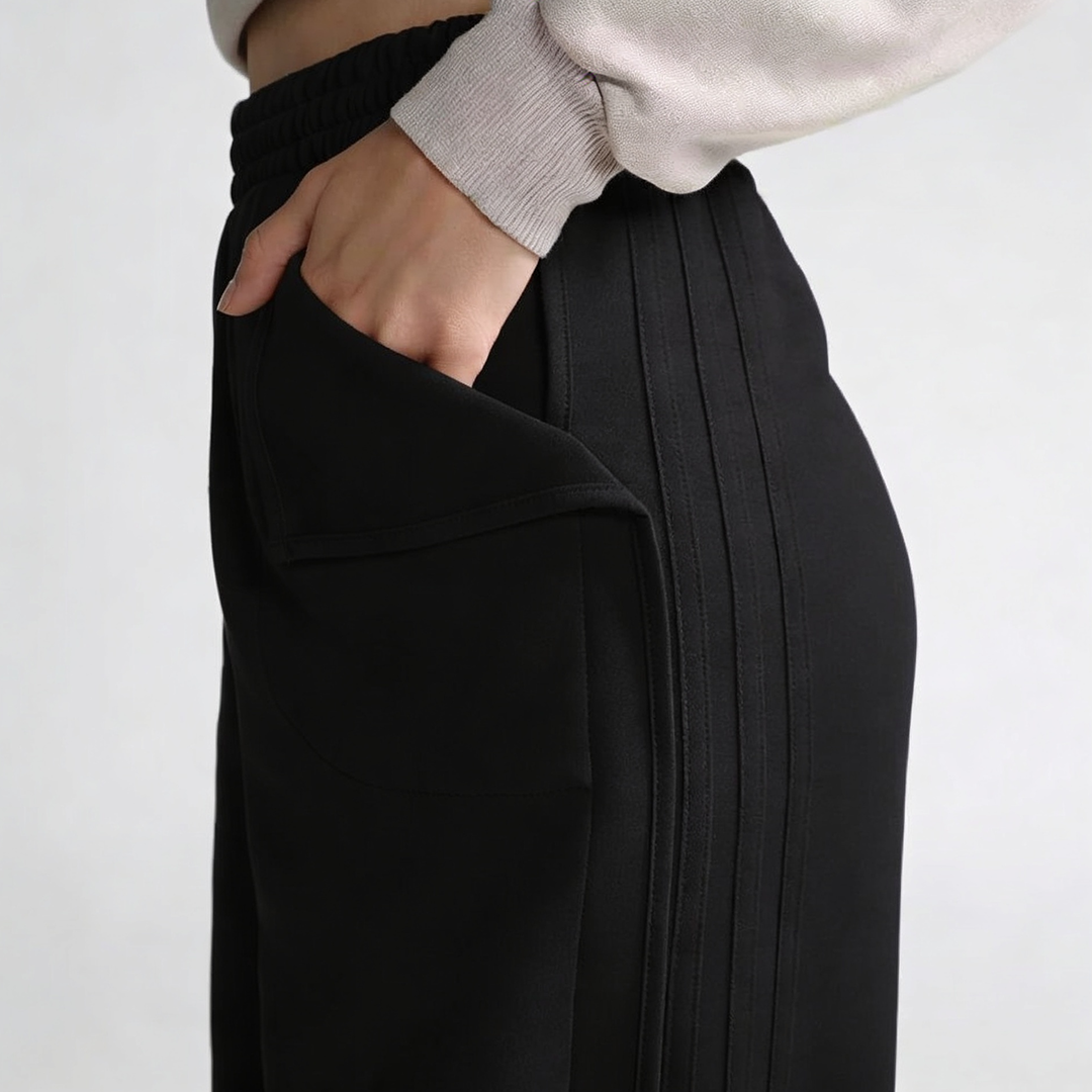 Vybe - Women Smart Pocket Wide-leg Trouser - Black