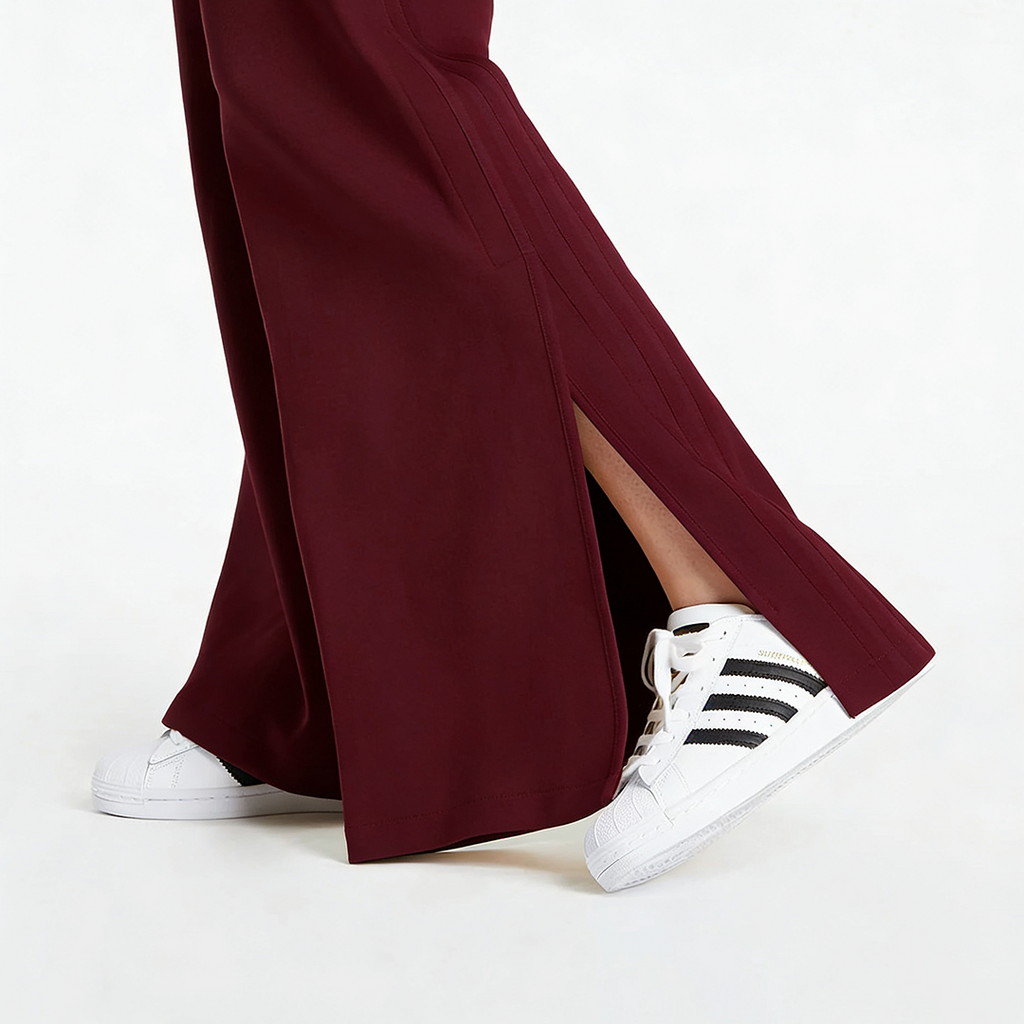 Vybe - Women Smart Pocket Wide-leg Trouser - Maroon