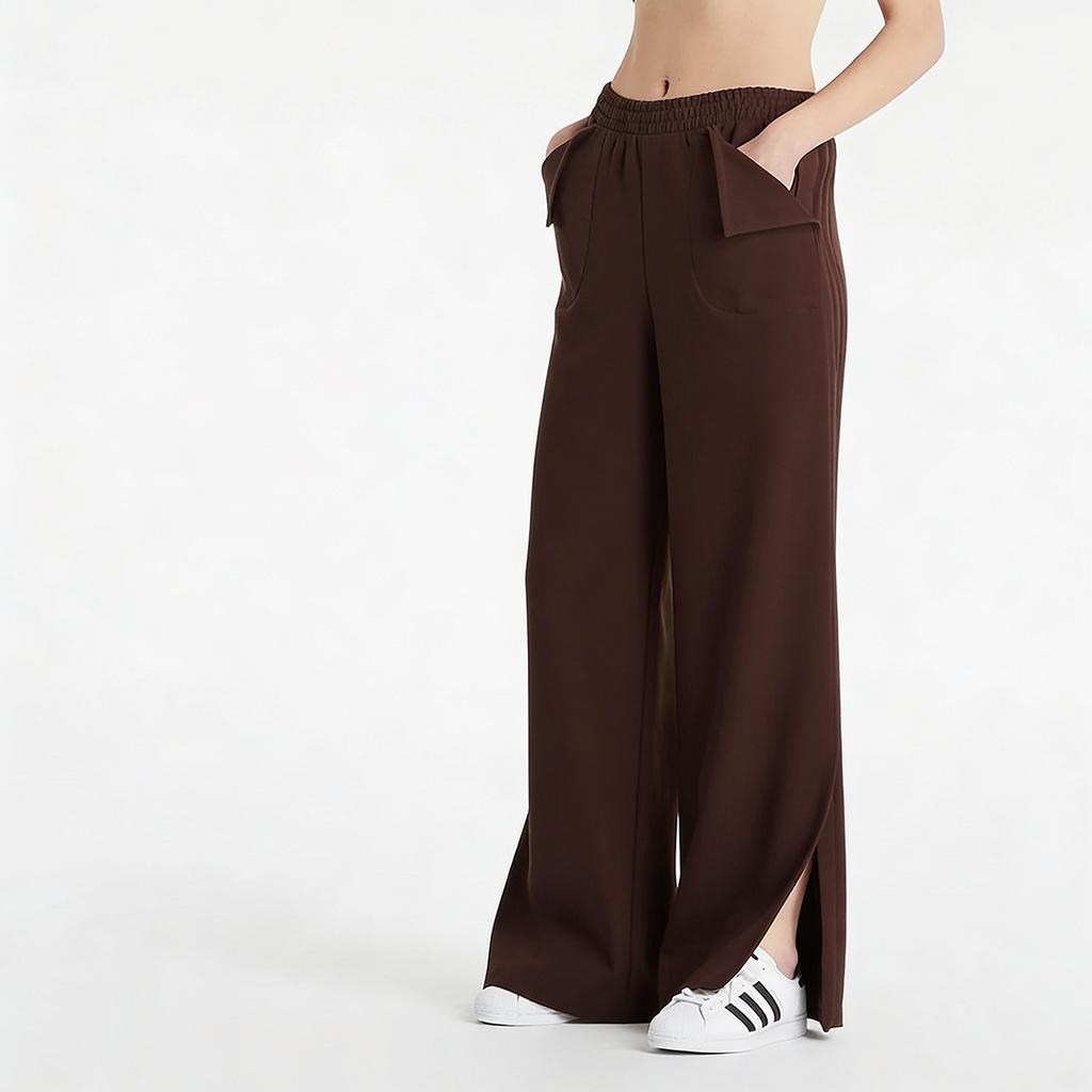 Vybe - Women Smart Pocket Wide-leg Trouser - Mocha