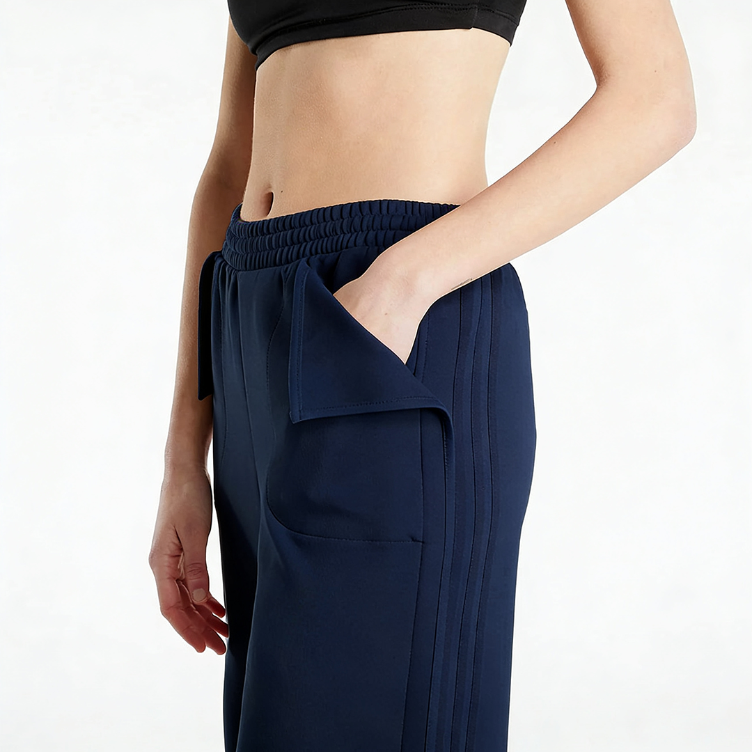 Vybe - Women Smart Pocket Wide-leg Trouser - Navy Blue