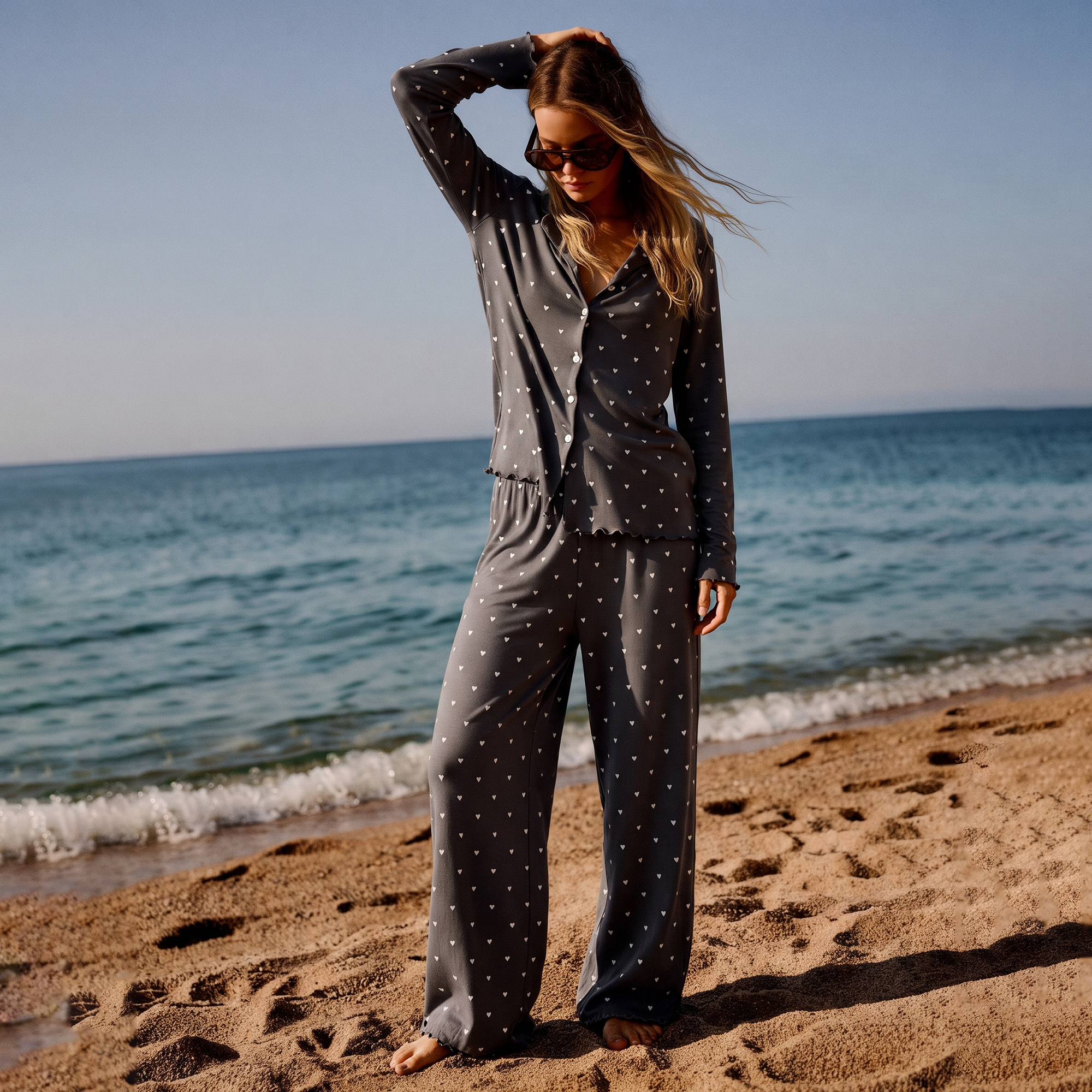 Vybe - Ivory Dream Set (Heart Printed) - Silent Grey