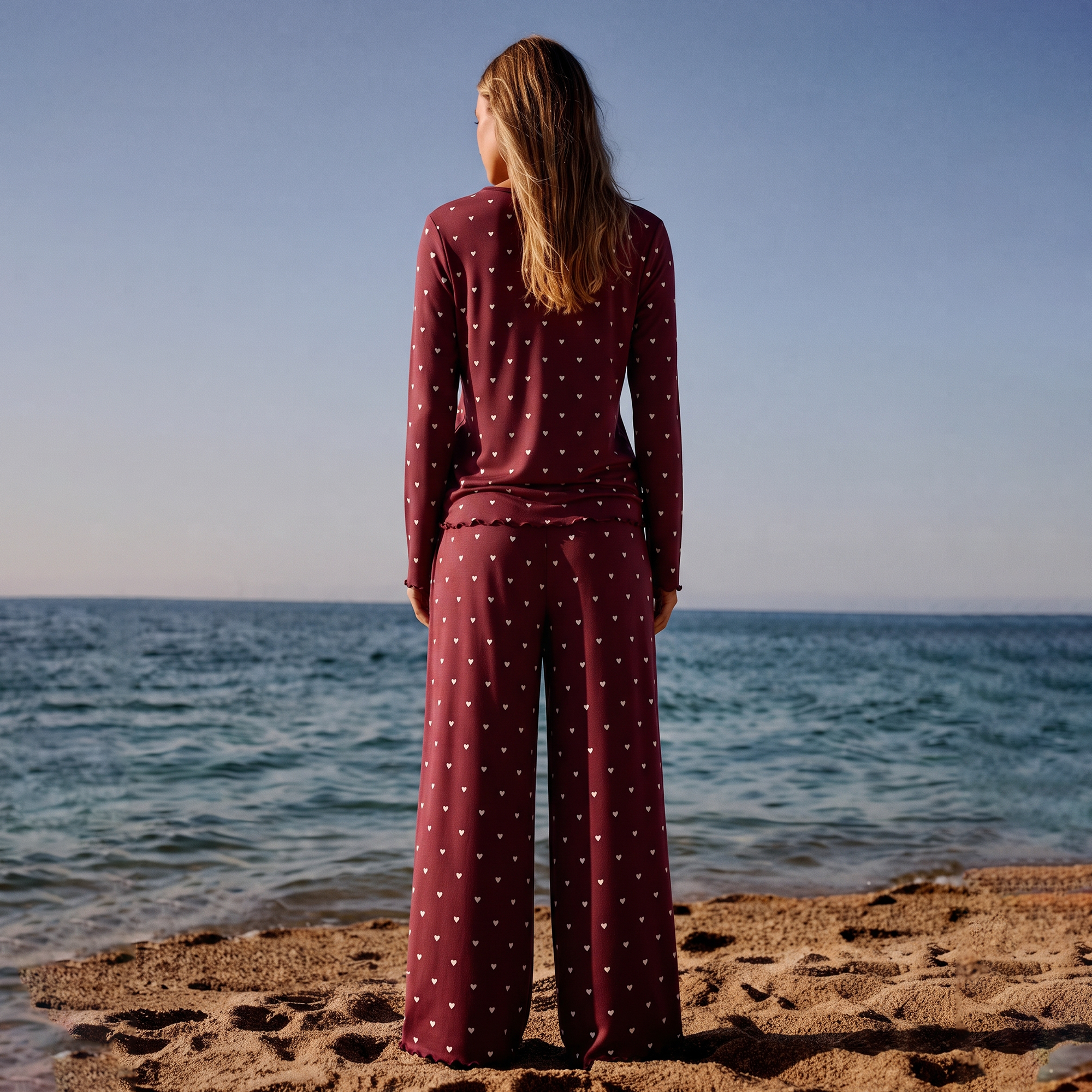 Vybe - Ivory Dream Set (Heart Printed) - Maroon