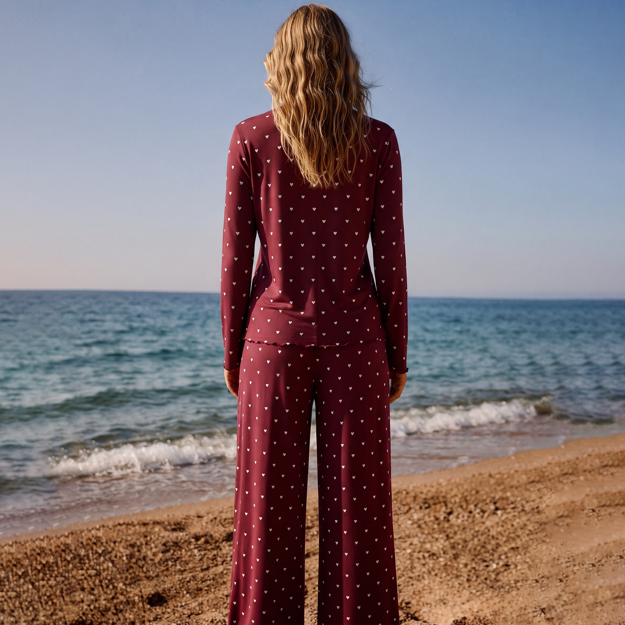 Vybe - Ivory Dream Set (Heart Printed) - Maroon