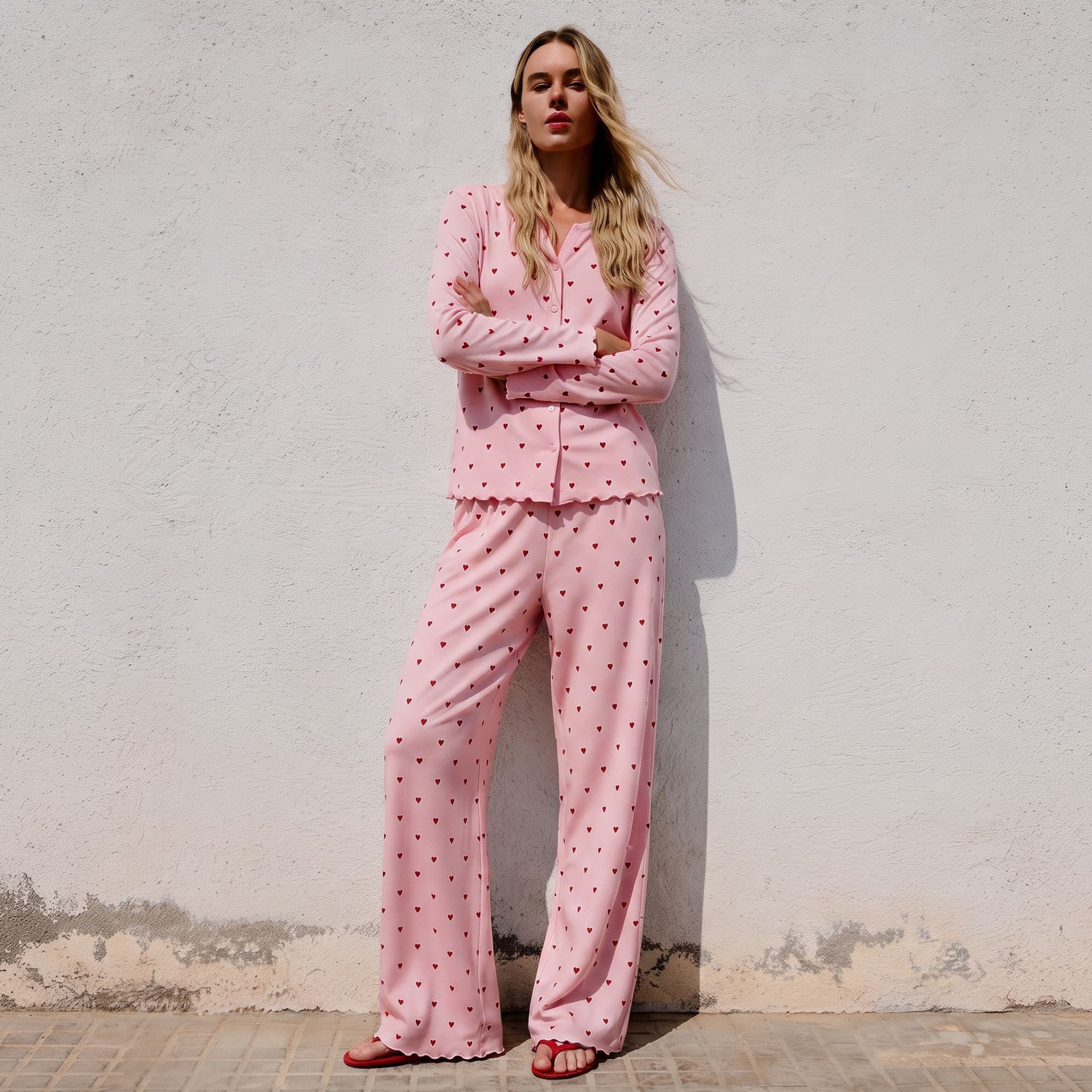 Vybe - Ivory Dream Set (Heart Printed) - Nude Pink