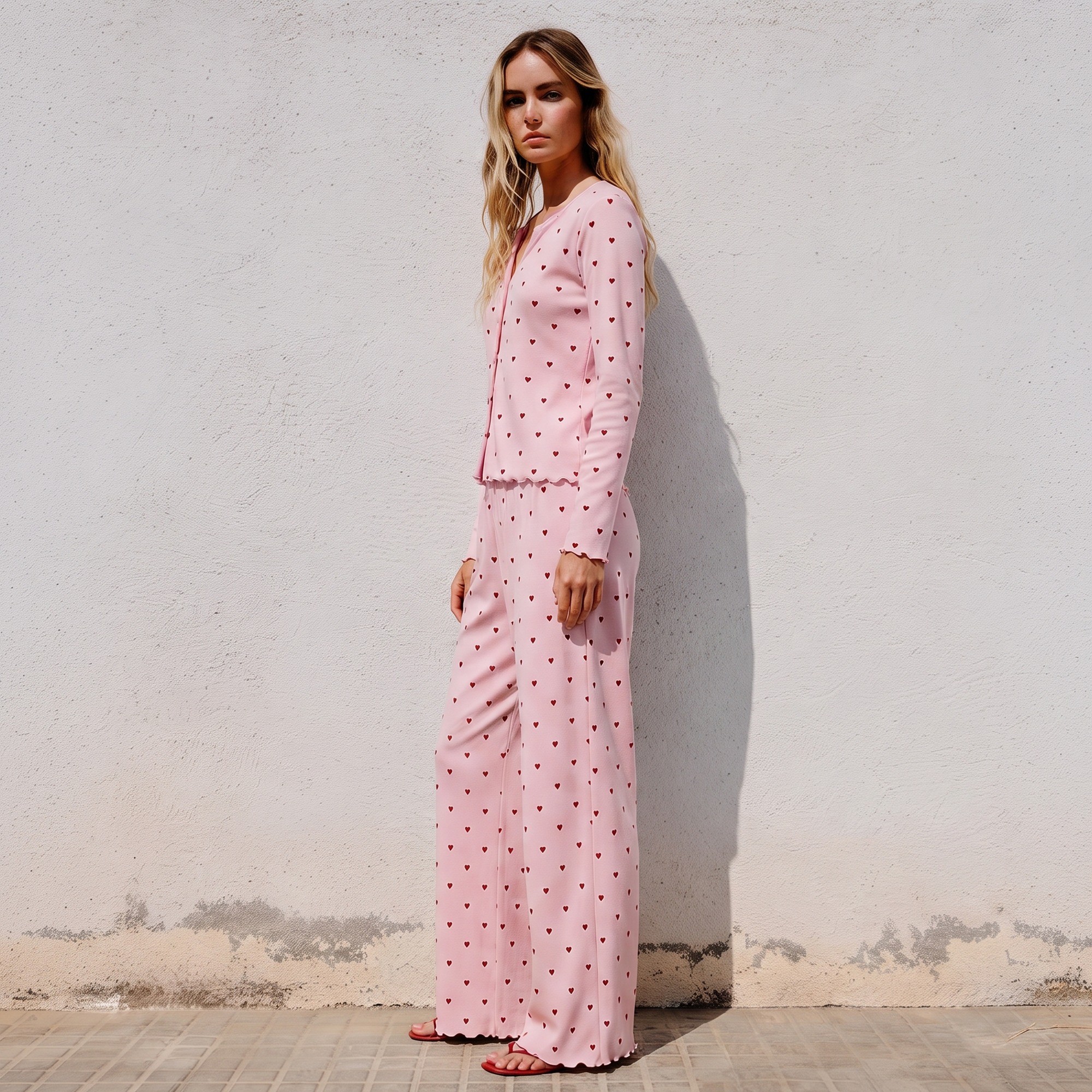 Vybe - Ivory Dream Set (Heart Printed) - Nude Pink