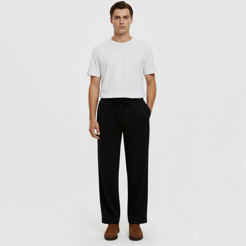 Vybe - Tailored Easy Pleated Trouser -  Black
