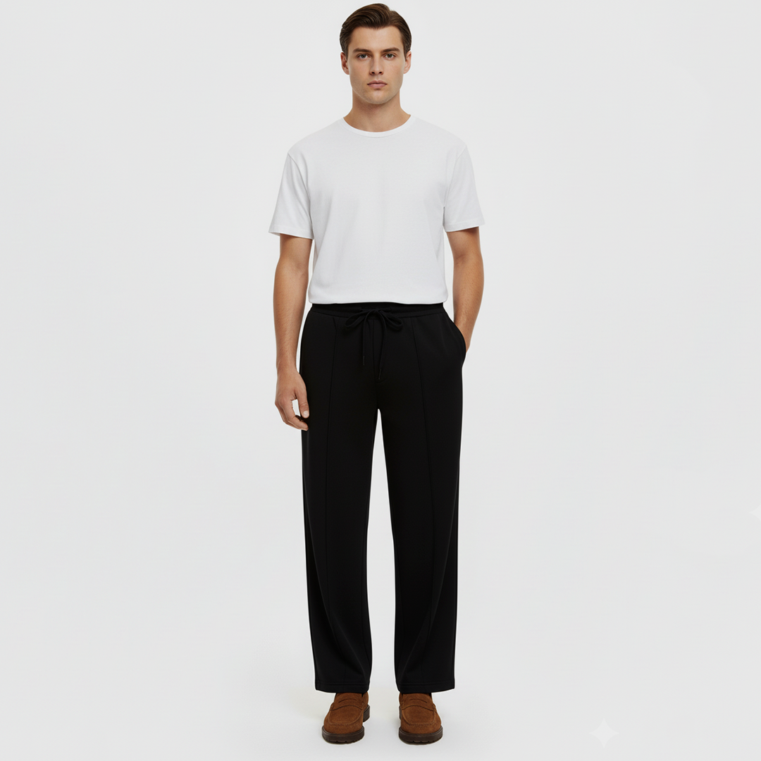 Vybe - Tailored Easy Pleated Trouser -  Black