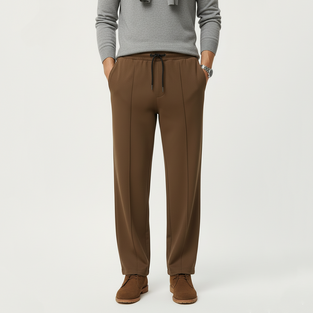 Vybe - Tailored Easy Pleated Trouser -  Brown