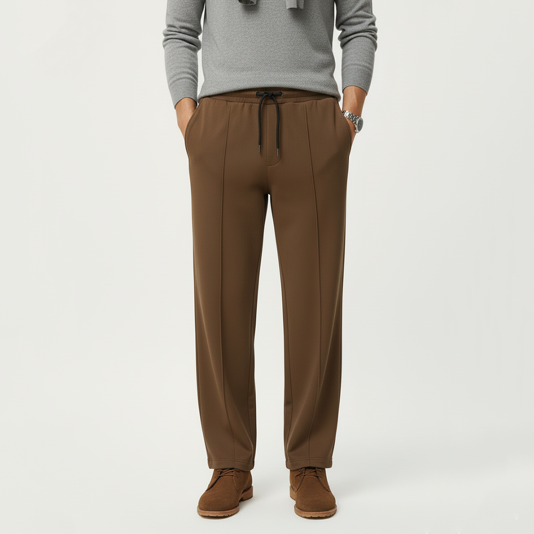 Vybe - Tailored Easy Pleated Trouser -  Brown